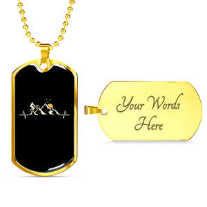 Mountain Bike Black Pulse Cycling Necklace Stainless Steel or 18k Gold Dog Tag 2